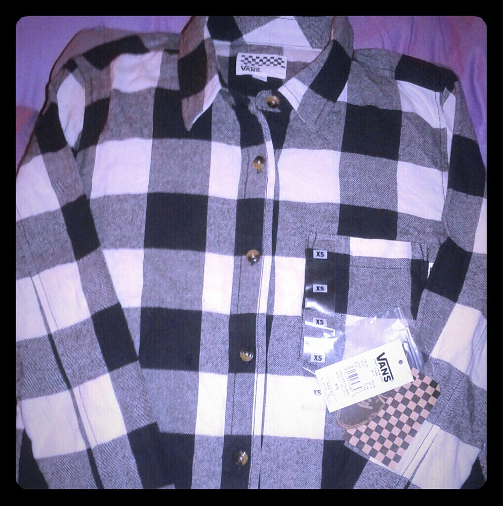 Vans Black and white checkered button up flannel