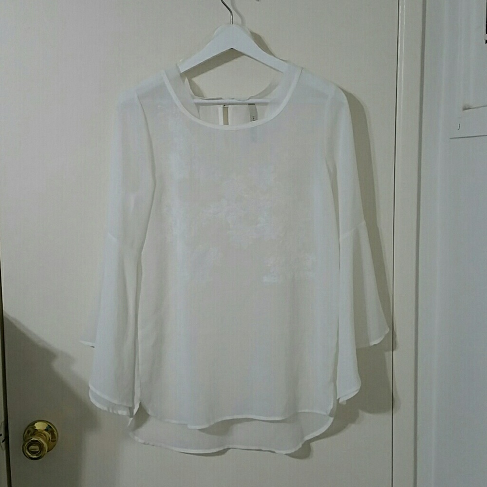 Paper Crane sheer blouse with bell sleeves