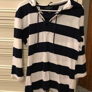 Lace up striped shirt