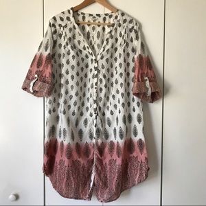 LUCKY BRAND boho button up tunic top