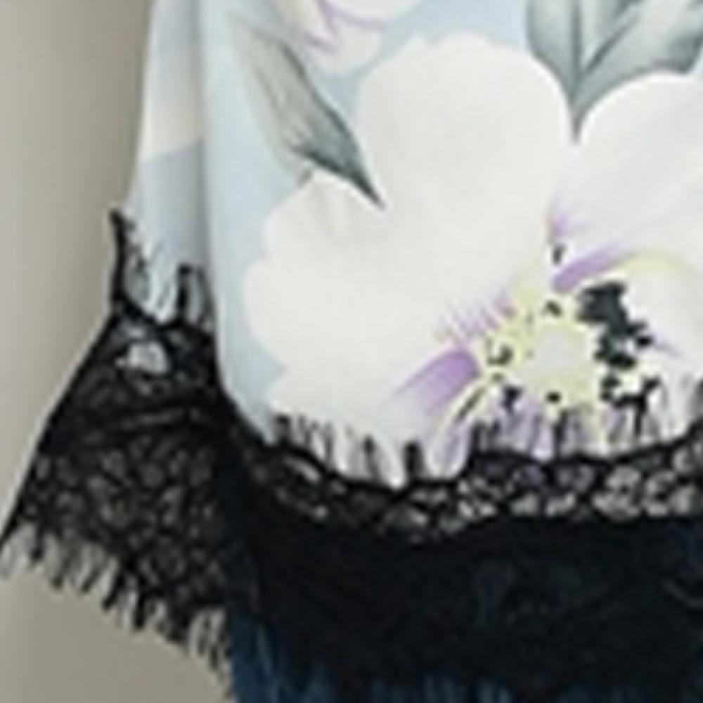 Baby Blue Lace Floral Kimono - Picture 4 of 6