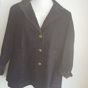 Joan Rivers Jacket black tan stiching