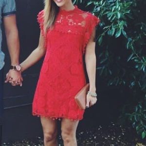 TULAROSA crochet pom dress