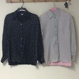 2 Silk Button Down Shirts - Size Medium