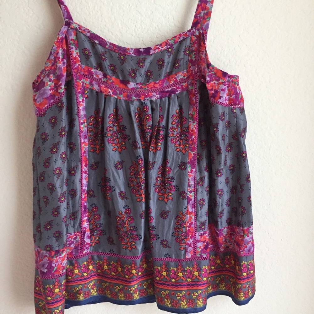 Rebecca Taylor Silk Boho Cami w/ Multi patchwork