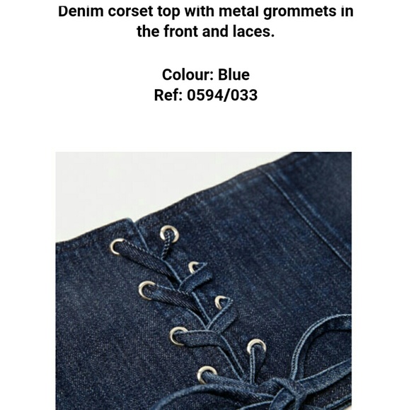 Zara Denim Corset with Laces 30 blue NWT