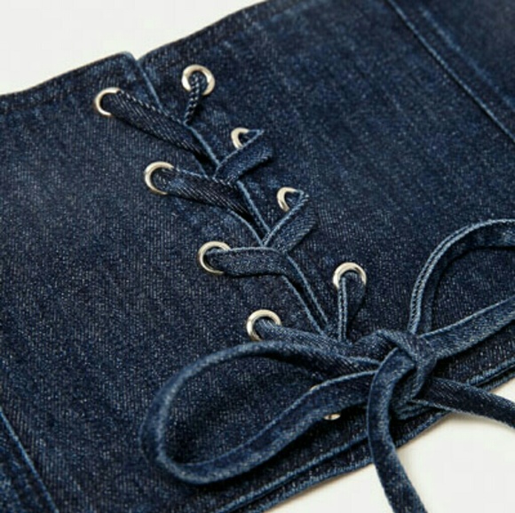 Zara Denim Corset with Laces 30 blue NWT