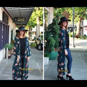 Hunter Green Floral Duster