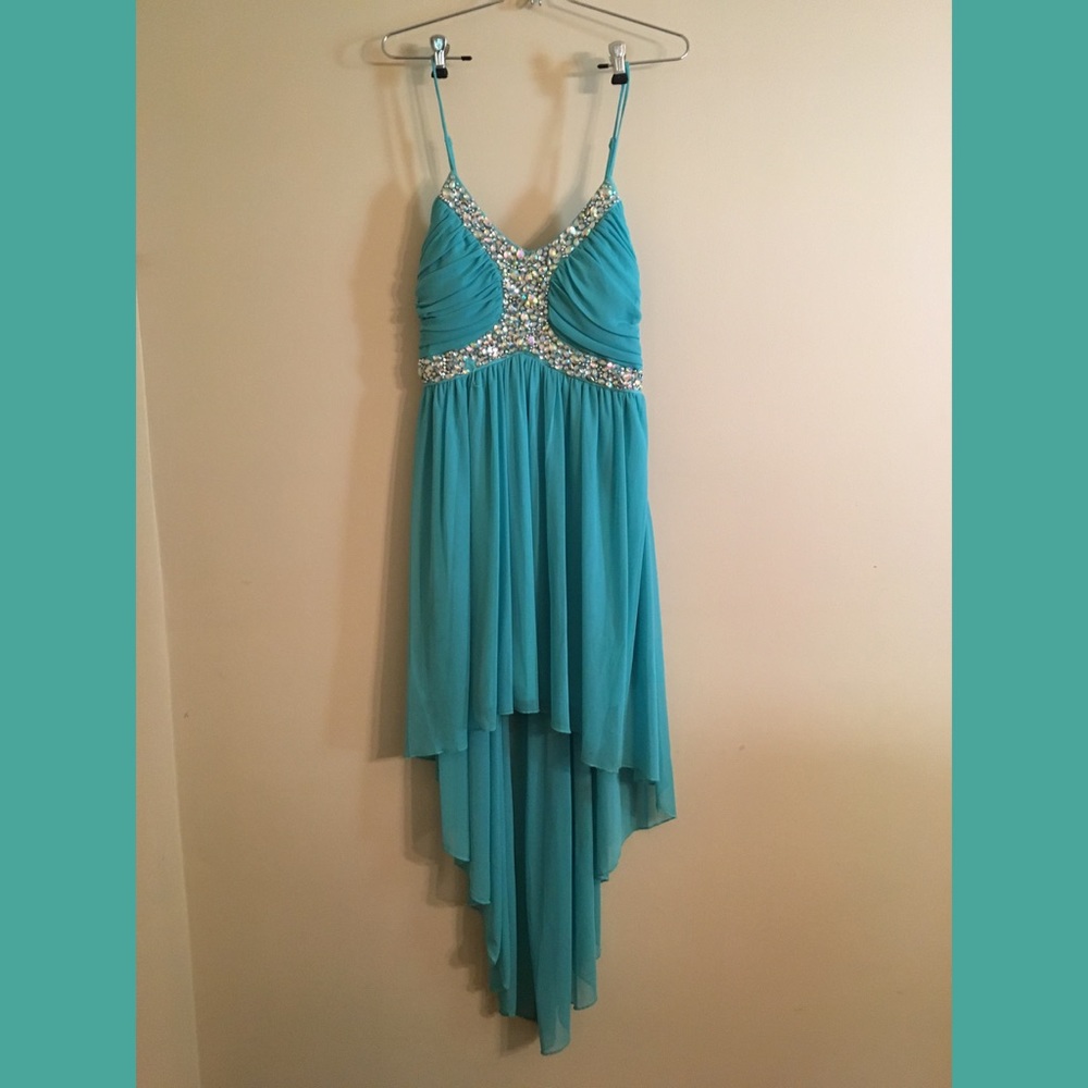 Teal High-Low Dress