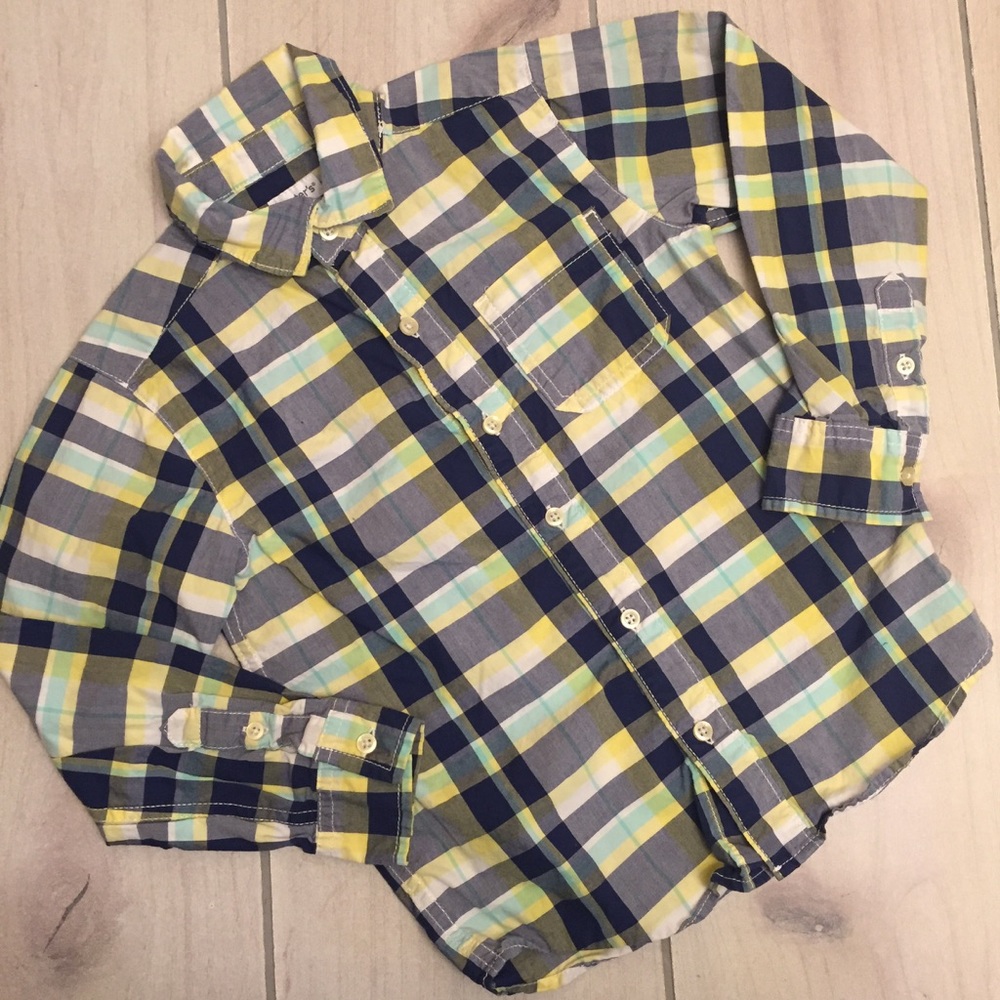 Yellow and blue button down shirt - Picture 1 of 4