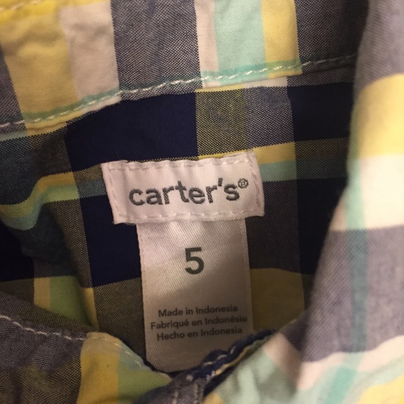 Yellow and blue button down shirt - Picture 3 of 4