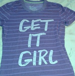 Nike purple striped get it girl medium logo tee