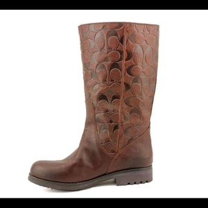 COACH Women's round toe leather mid-calf boot