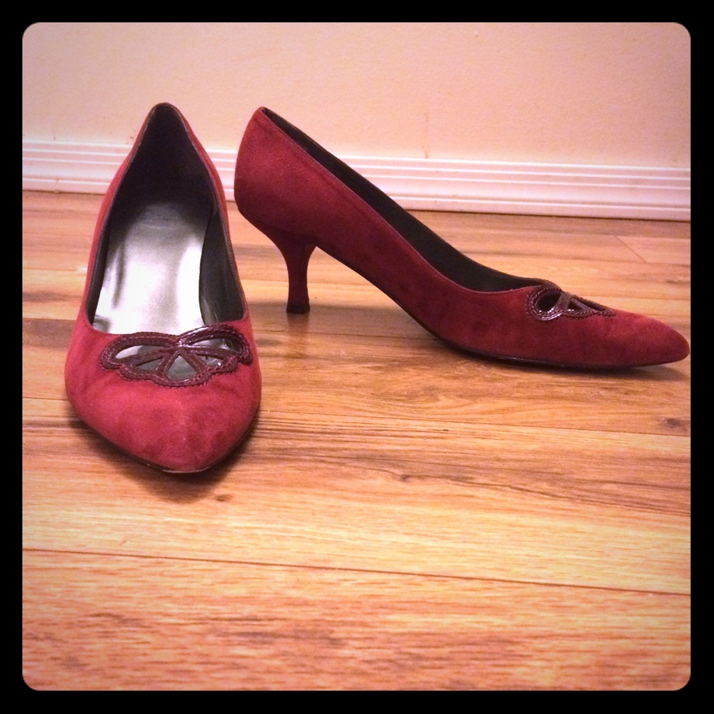 Stuart Weitzman red suede pumps