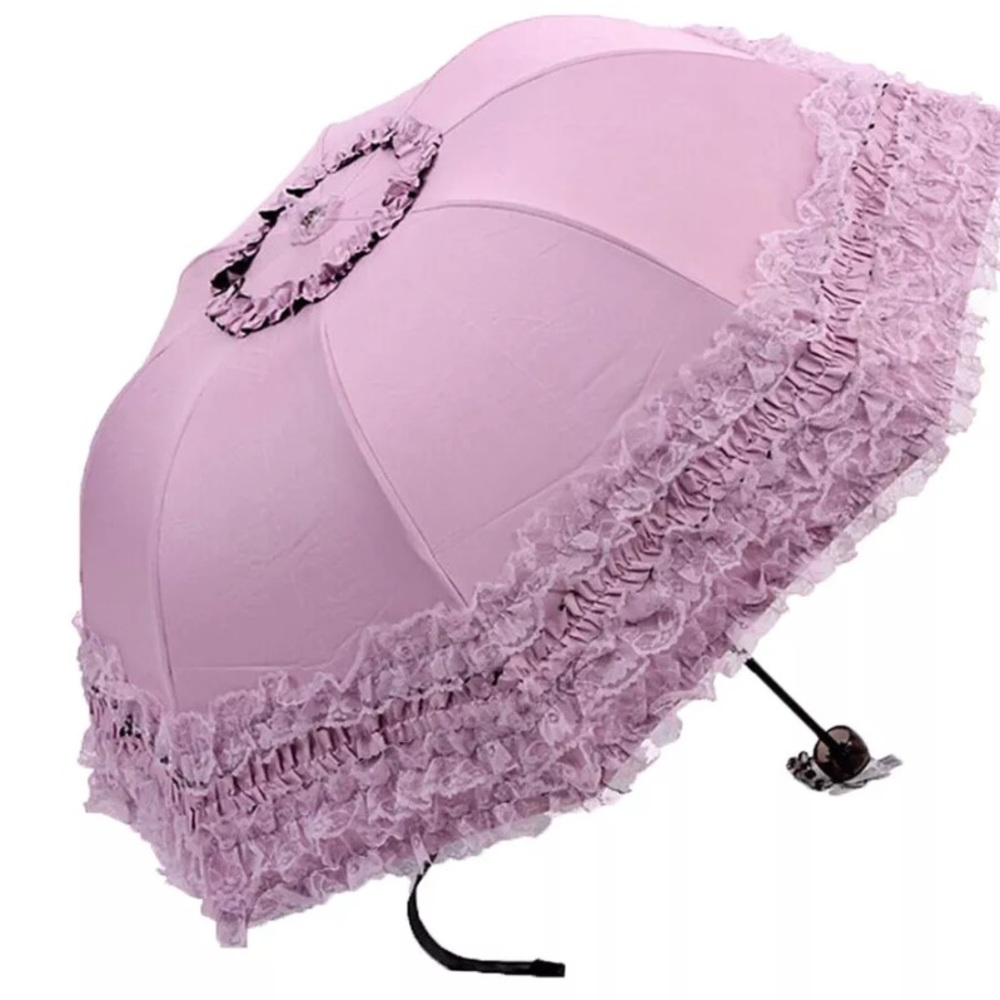 Pastel gothic Lolita black unicorn umbrella parasol sun ☀️ rain lace ruffle cute - Picture 6 of 11