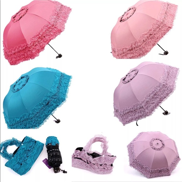 Pastel gothic Lolita black unicorn umbrella parasol sun ☀️ rain lace ruffle cute - Picture 3 of 11