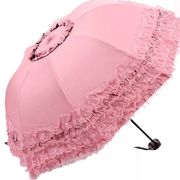 Pastel gothic Lolita black unicorn umbrella parasol sun ☀️ rain lace ruffle cute - Picture 4 of 11