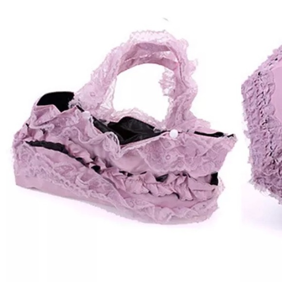 Pastel gothic Lolita black unicorn umbrella parasol sun ☀️ rain lace ruffle cute - Picture 7 of 11