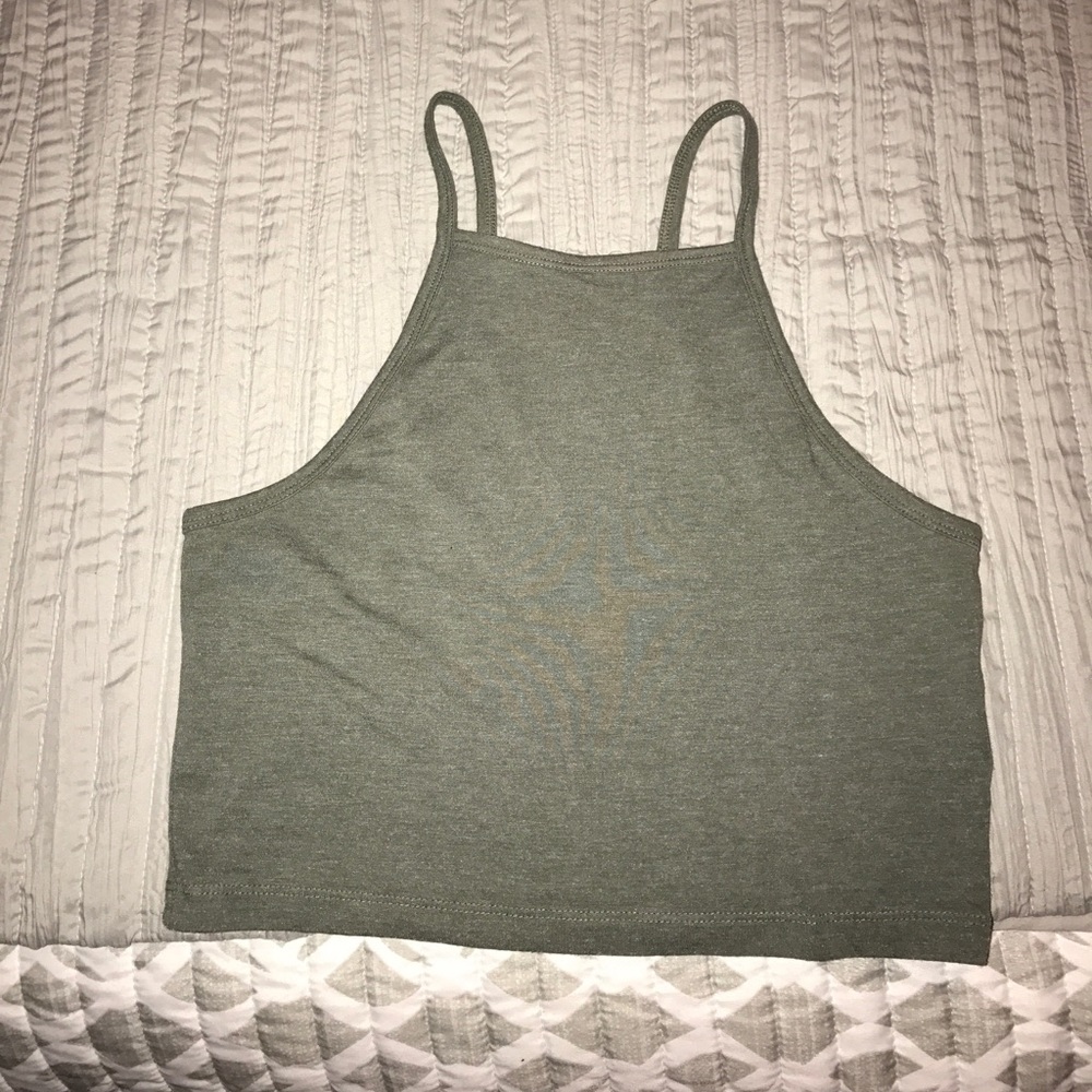 Cropped Khaki Green Tank Top
