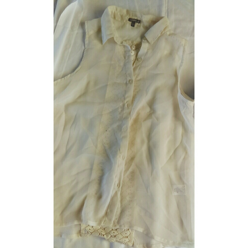 Charlotte Russe off-white sheer lace blouse