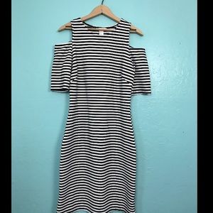 H&M striped cold shoulder dress