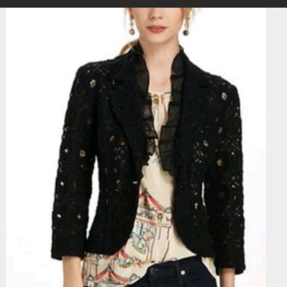 Anthropologie Tabitha Black Lace Jacket