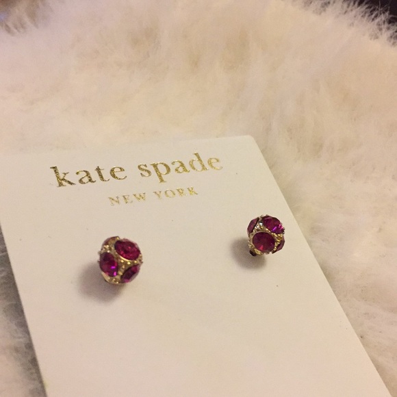 Kate Spade mini red diamond stud earrings - Picture 6 of 6