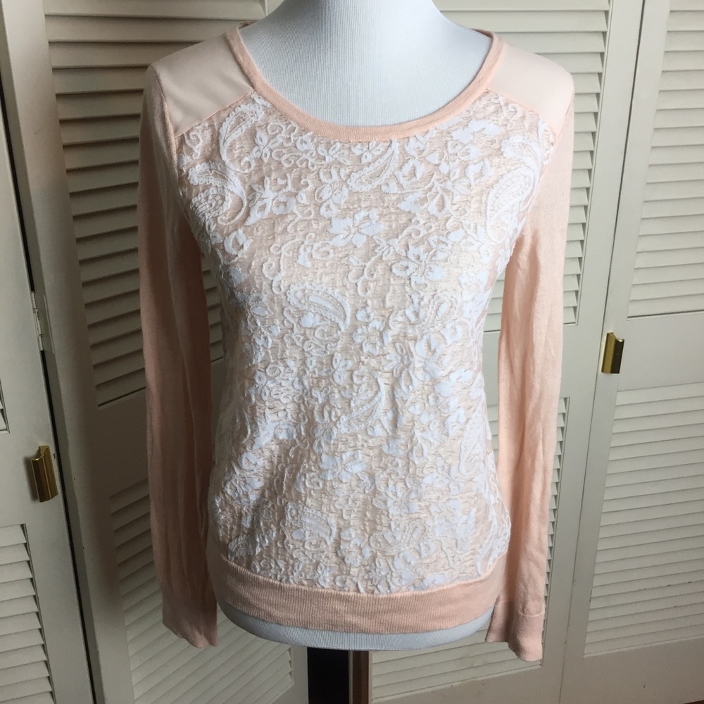 Anthropologie Lace Overlay Sweater
