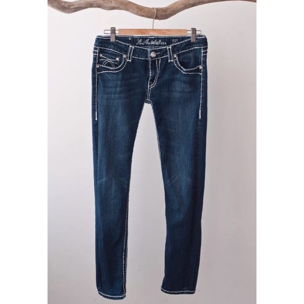LA Idol Jeans Size 11 Missing Back Pocket Button