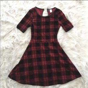 NWT H&M Skater Style Velvet Plaid Dress