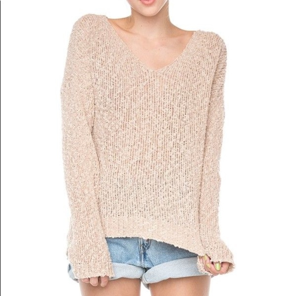 Brandy Melville Hi-Lo Crochet Back Knot Sweater