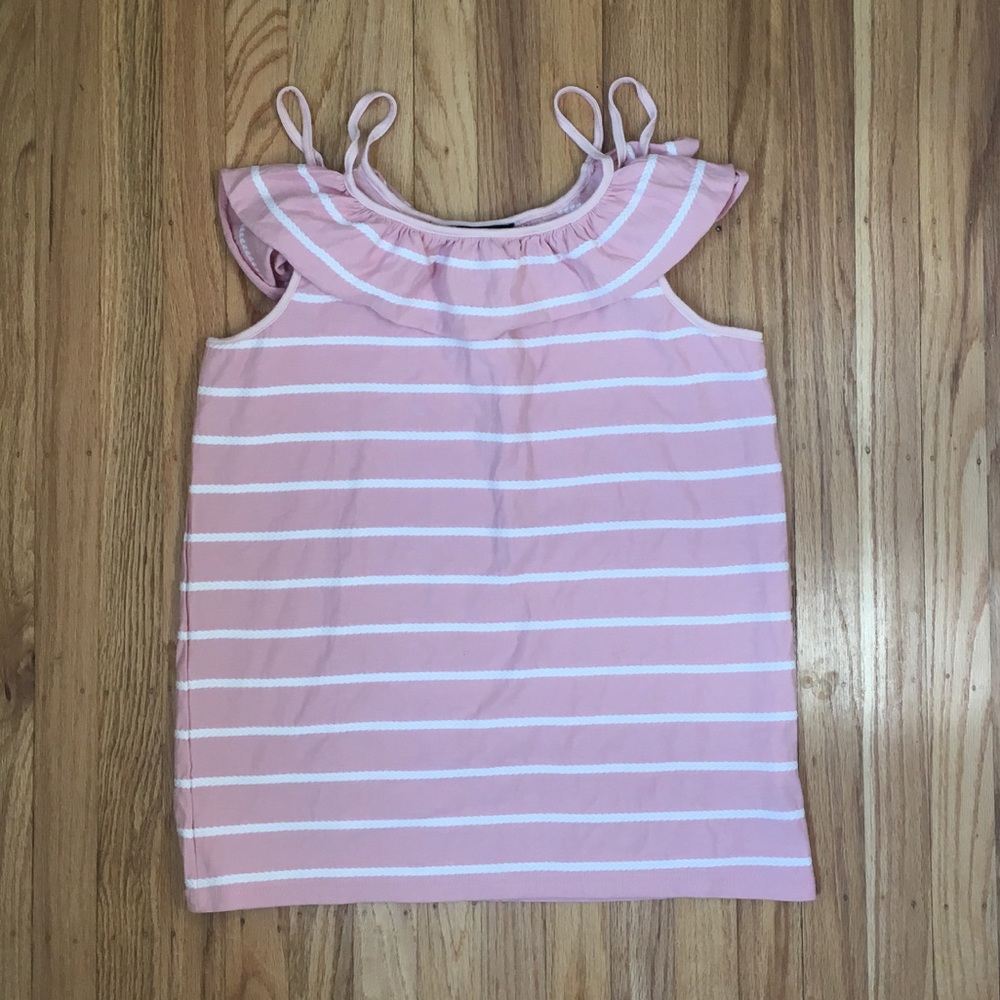 Pink White Cold Shoulder Top - Picture 4 of 7
