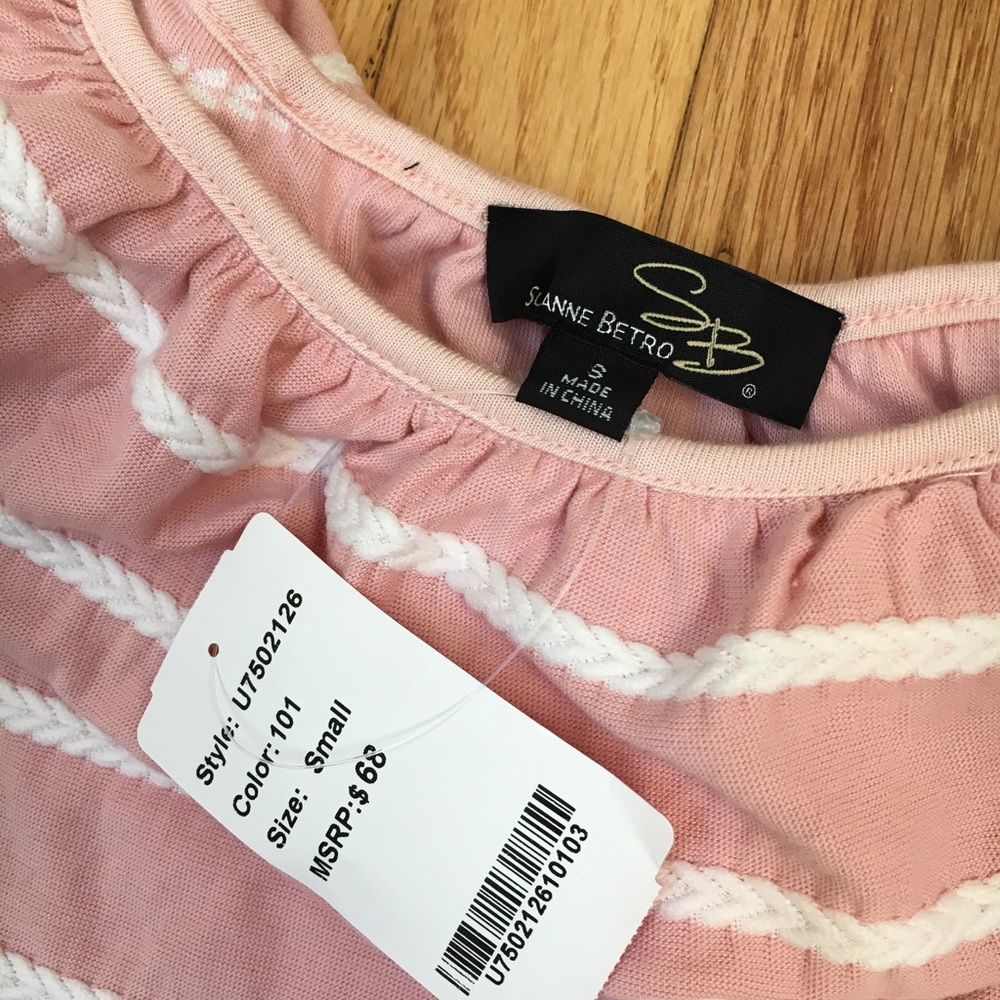 Pink White Cold Shoulder Top - Picture 2 of 7