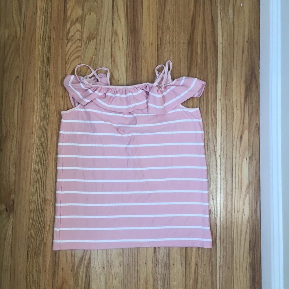 Pink White Cold Shoulder Top - Picture 5 of 7