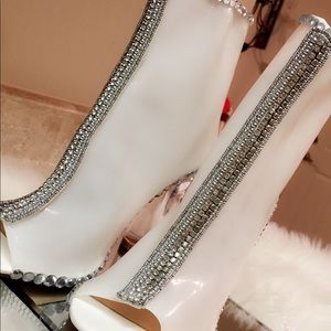 Luxury block white Heeled Bootie