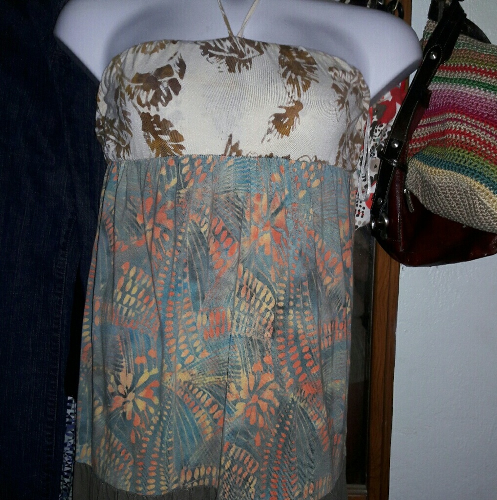 Boho strapless halter dress. Super