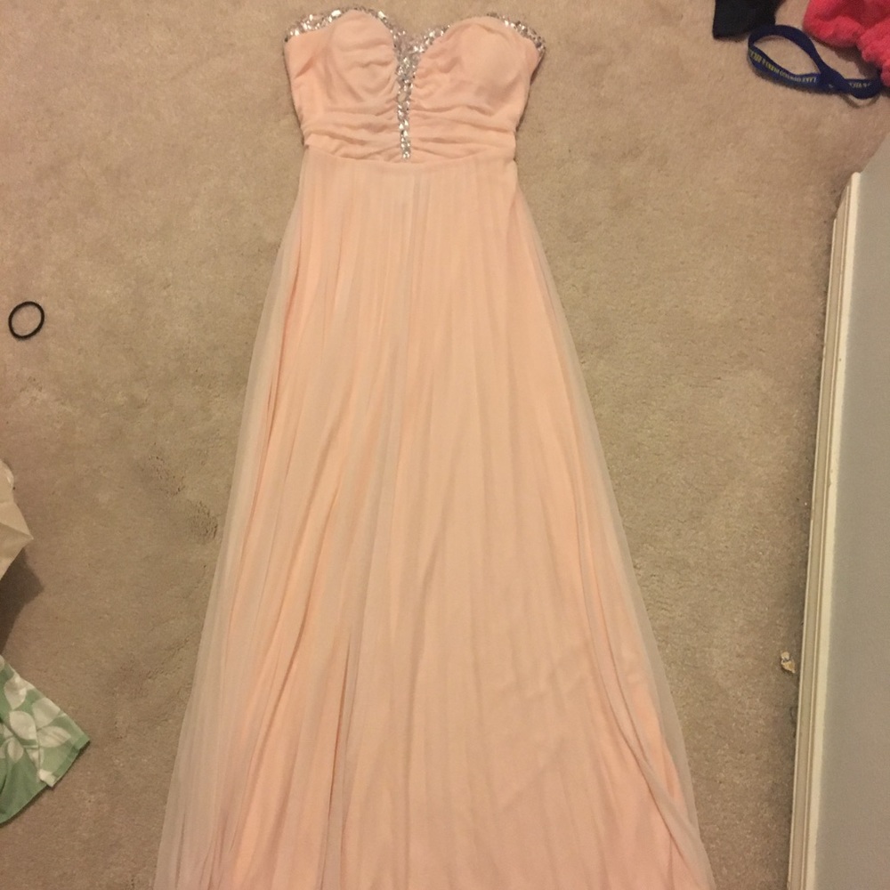 Light pink strapless prom dress WORN ONCE!