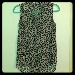 H&M Sheer Leopard print Sleeveless Blouse