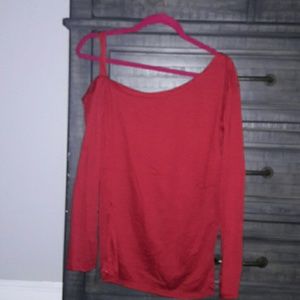 Red off shoulder shirt
