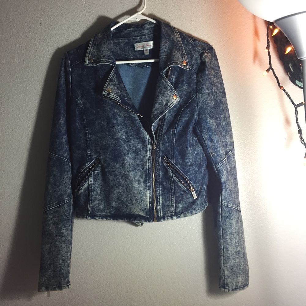 Marilyn Monroe Juniors' Denim Moto Jacket