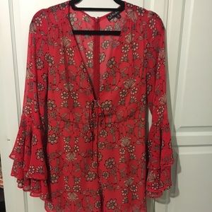 FOR LOVE & LEMONS Red Floral Romper