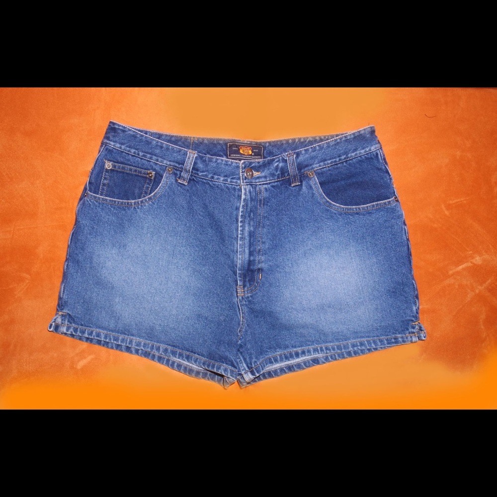 High rise vintage Route 66 denim shorts