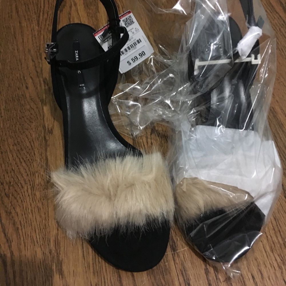 ZARA Furry Sandals