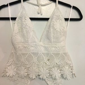 LF white crochet crop top