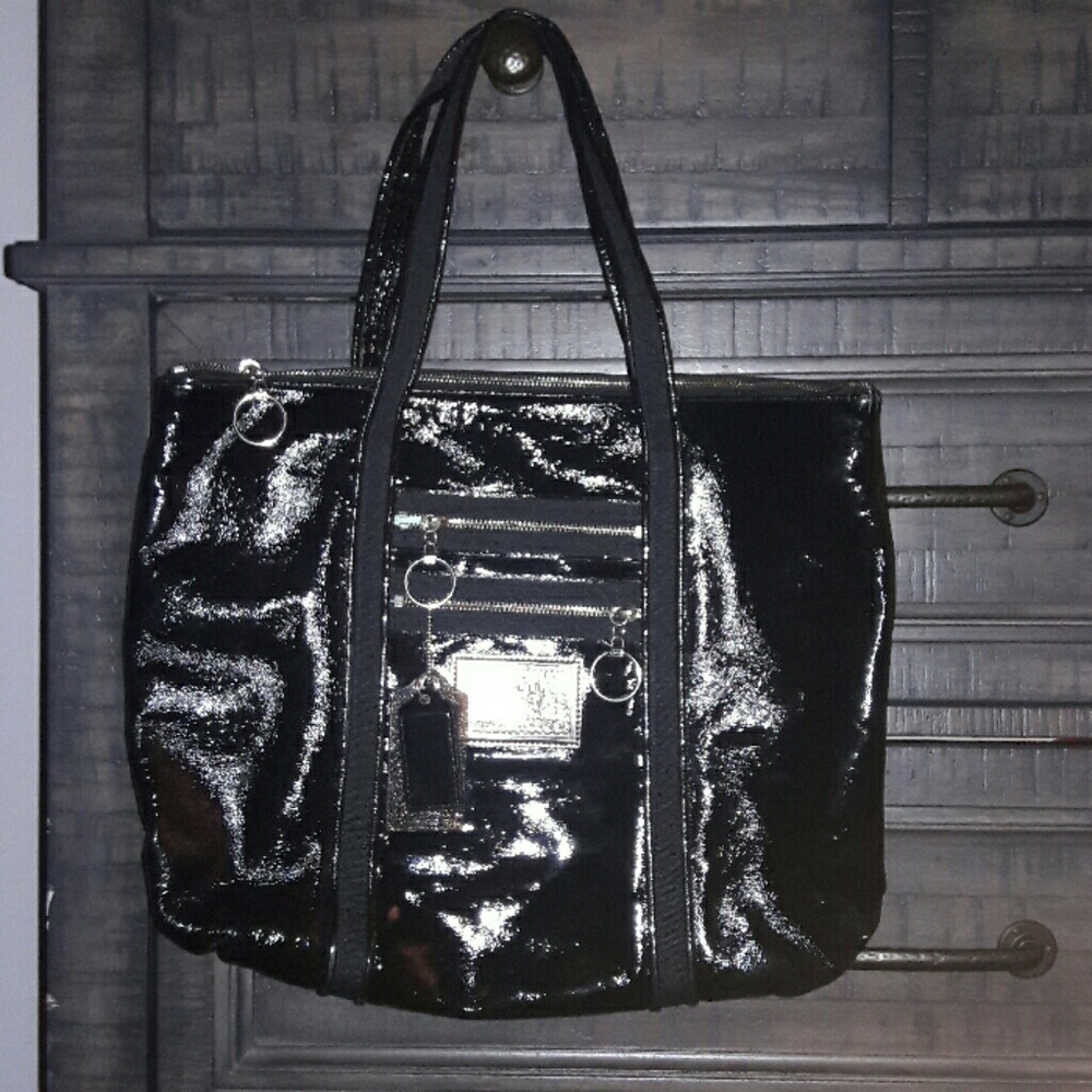 COACH Black patent tote