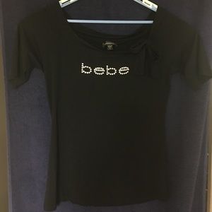 Classic 3/4 sleeve BeBe rhinestone top