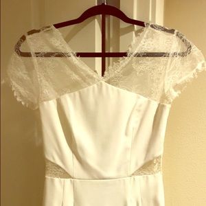 BCBG max azria white lace sleeve dress