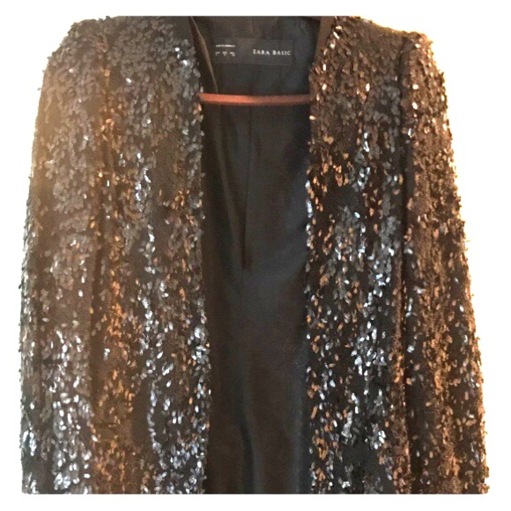 Zara black sequined blazer never worn.. Size S