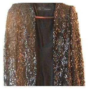 Zara black sequined blazer never worn.. Size S