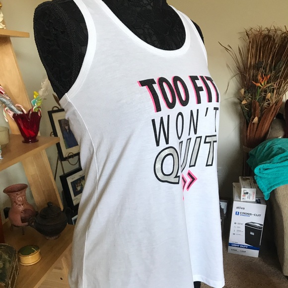 WORK OUT RACER BACK TANK TOP TOO FIT TO QUIT - Picture 2 of 5